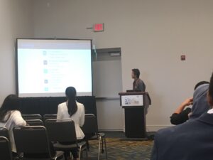 Read more about the article Yewei (left) and Dian (right) oral presented their research about aerobic granulation and phosphorus removal  in 2018 ASABE conference at Detroit, Michigan on July 29- Aug 1