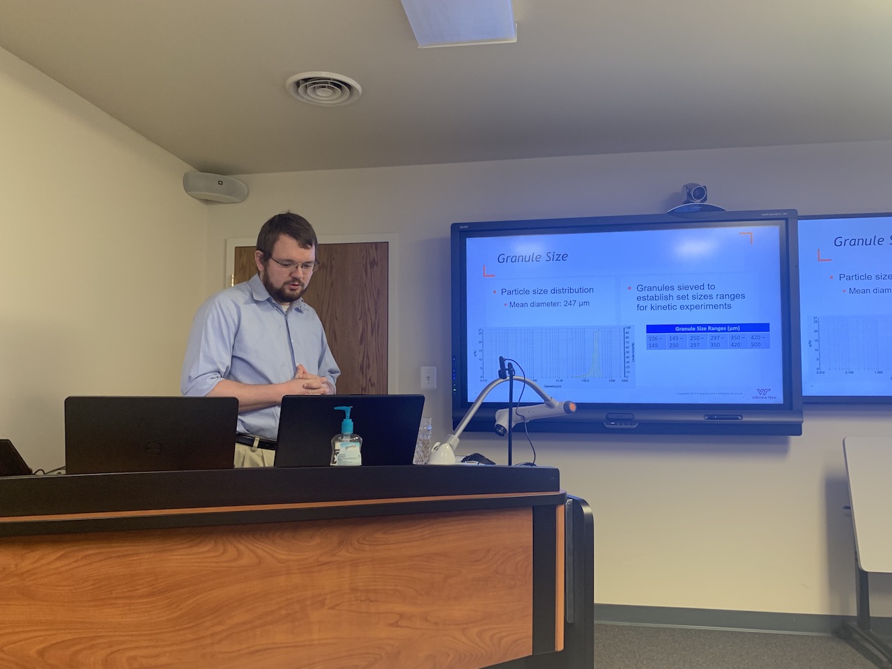 Tim’s oral defense and farewell party. Tim successfully defended his thesis “Mechanistic Understanding of the NOB Suppression by Free Ammonia Inhibition in Continuous Flow Aerobic Granulation Bioreactors” and is working for AECOM as a Civil Engineer now.